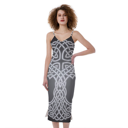Celtic Knot Tree Of Life Print Slim Fit Midi Cami Dress