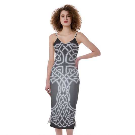 Celtic Knot Tree Of Life Print Slim Fit Midi Cami Dress