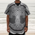 Celtic Knot Tree Of Life Print Textured Short Sleeve Shirt