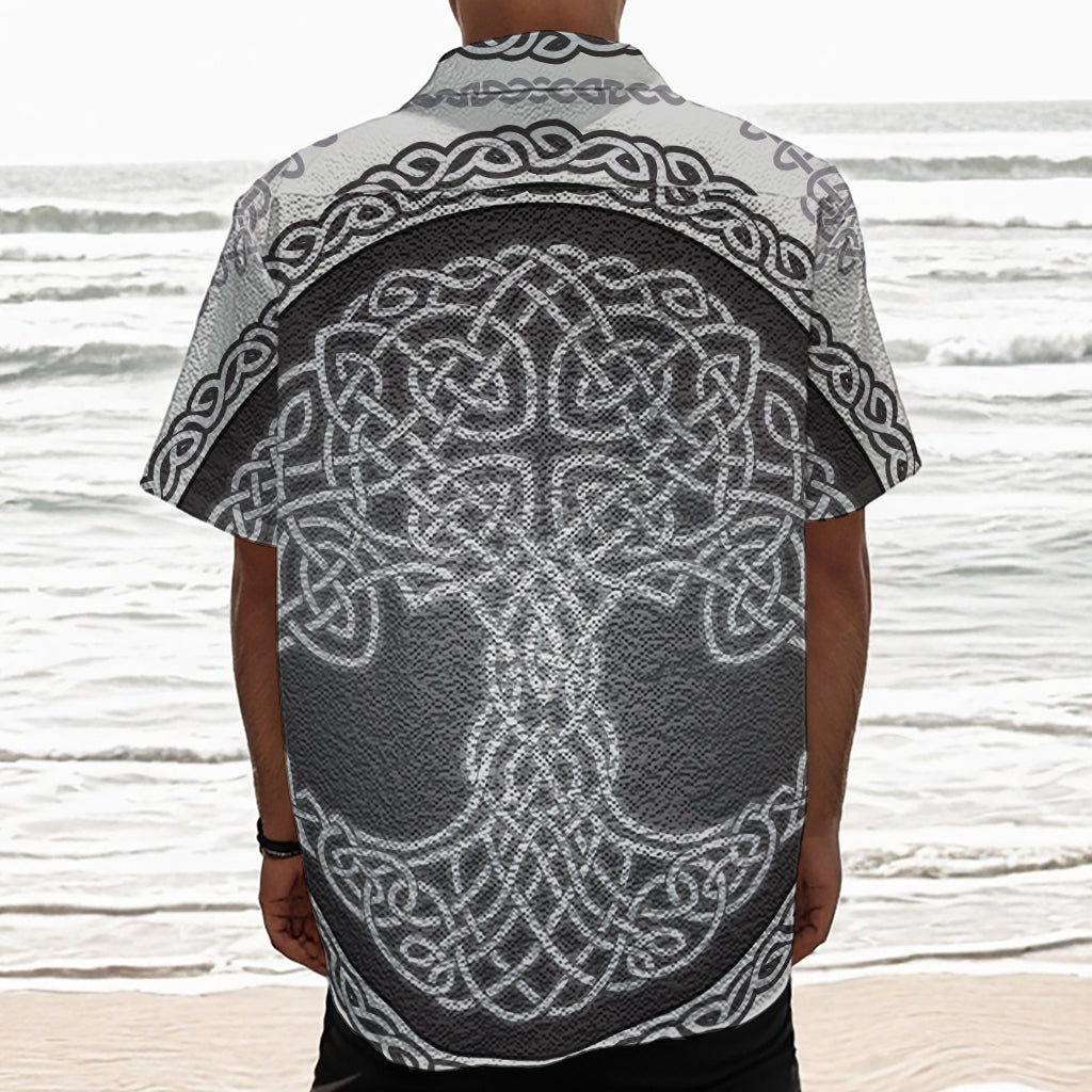 Celtic Knot Tree Of Life Print Textured Short Sleeve Shirt