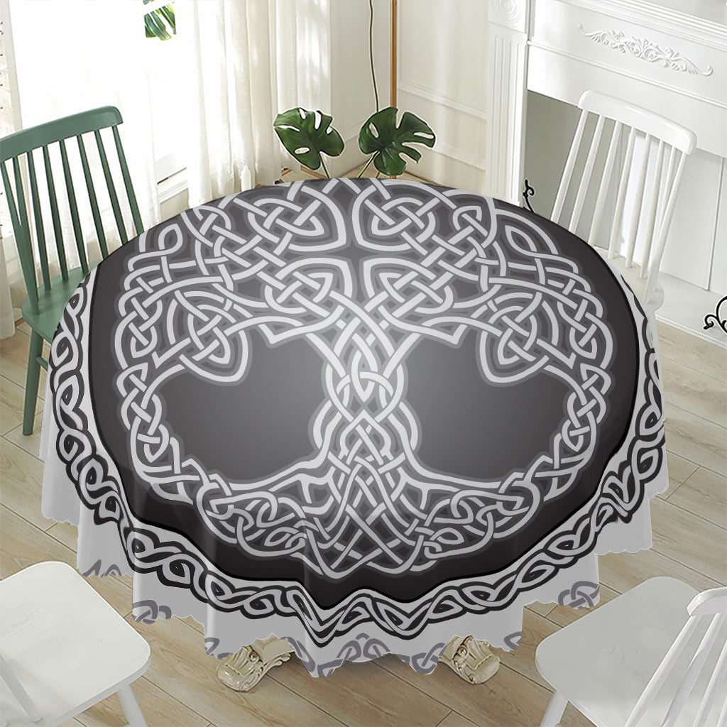 Celtic Knot Tree Of Life Print Waterproof Round Tablecloth