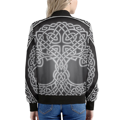 Celtic Knot Tree Of Life Print Women's Bomber Jacket