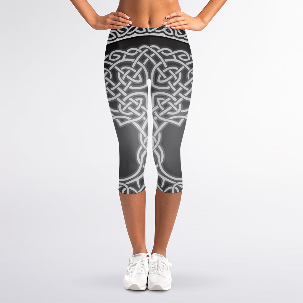 Celtic Knot Tree Of Life Print Women's Capri Leggings