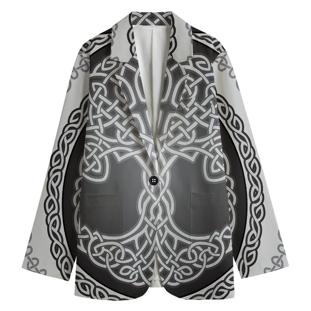 Celtic Knot Tree Of Life Print Women's Cotton Blazer