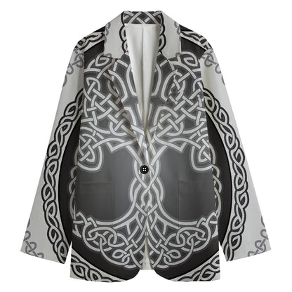 Celtic Knot Tree Of Life Print Women's Cotton Blazer