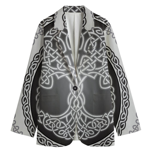 Celtic Knot Tree Of Life Print Women's Cotton Blazer