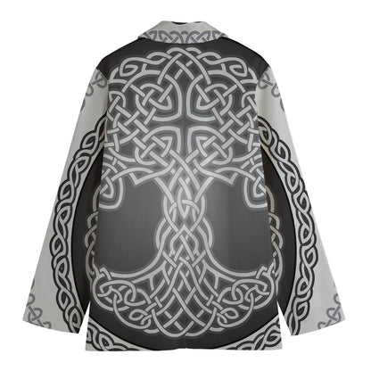 Celtic Knot Tree Of Life Print Women's Cotton Blazer