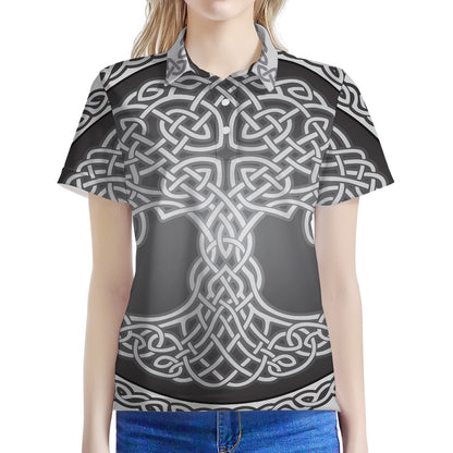 Celtic Knot Tree Of Life Print Women's Polo Shirt