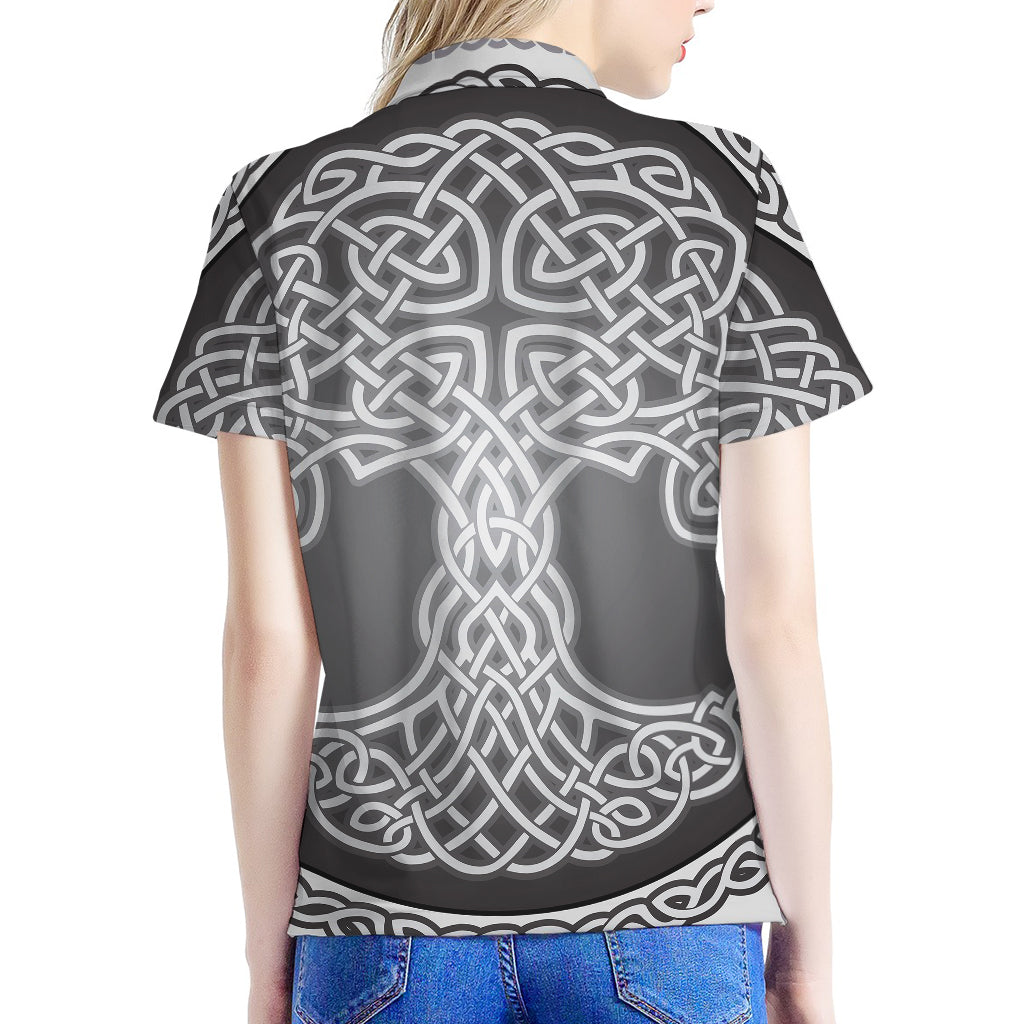 Celtic Knot Tree Of Life Print Women's Polo Shirt