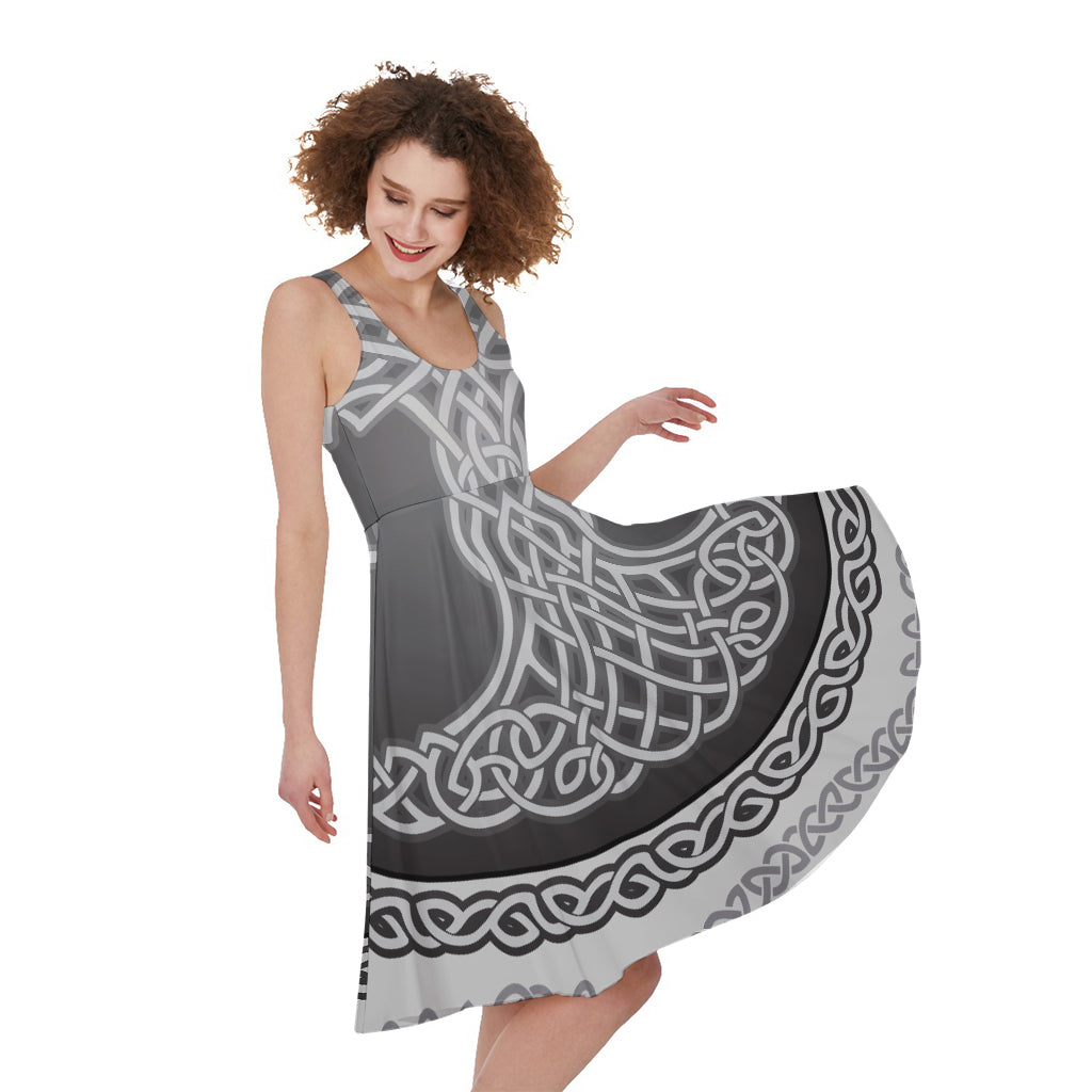 Celtic Knot Tree Of Life Print Women's Sleeveless Dress