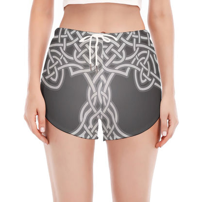 Celtic Knot Tree Of Life Print Women's Split Running Shorts