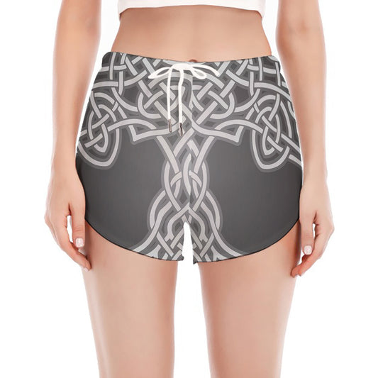 Celtic Knot Tree Of Life Print Women's Split Running Shorts