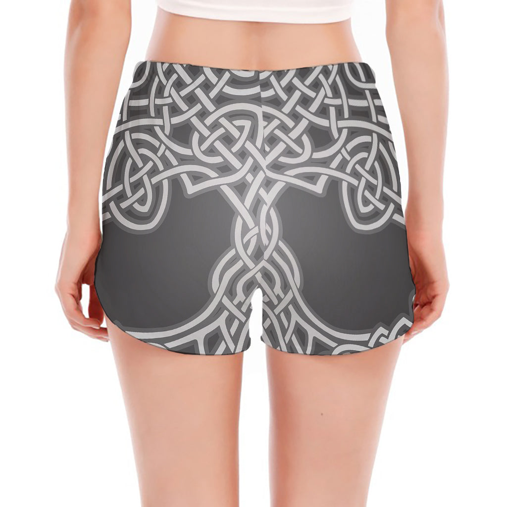 Celtic Knot Tree Of Life Print Women's Split Running Shorts