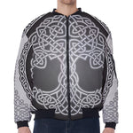 Celtic Knot Tree Of Life Print Zip Sleeve Bomber Jacket