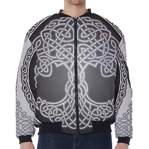 Celtic Knot Tree Of Life Print Zip Sleeve Bomber Jacket