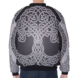 Celtic Knot Tree Of Life Print Zip Sleeve Bomber Jacket