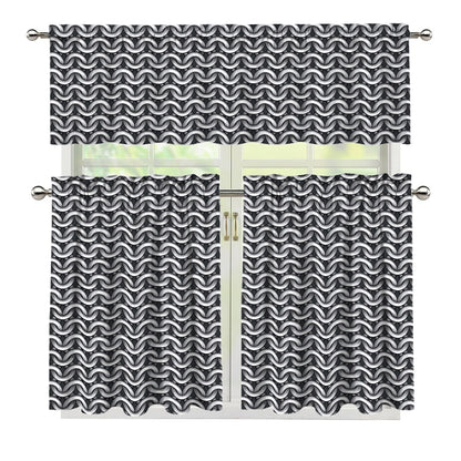 Chainmail Print 3 Piece Kitchen Curtains