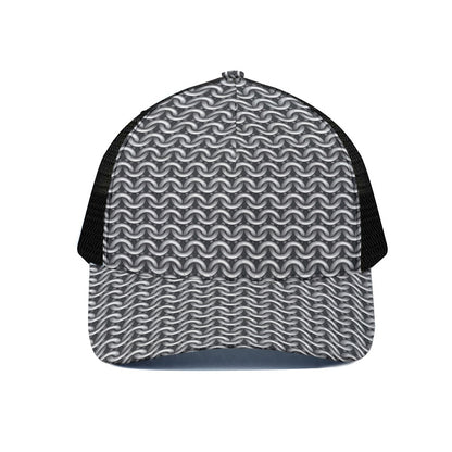 Chainmail Print Black Mesh Trucker Cap