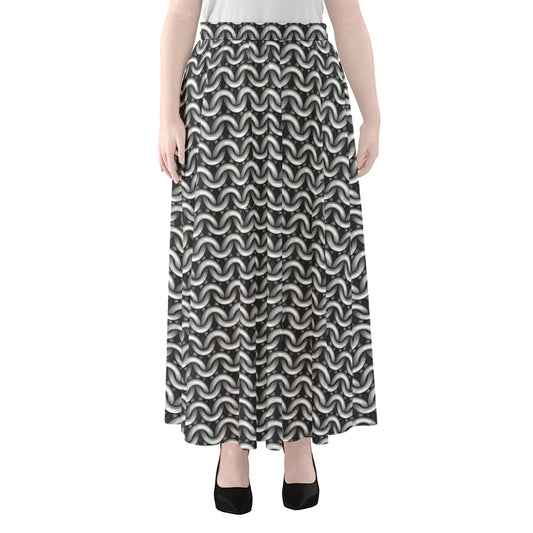 Chainmail Print Chiffon Maxi Skirt