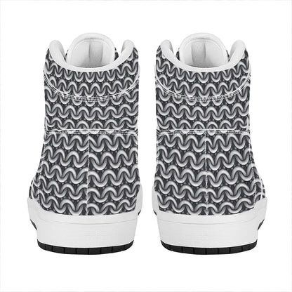 Chainmail Print High Top Leather Sneakers