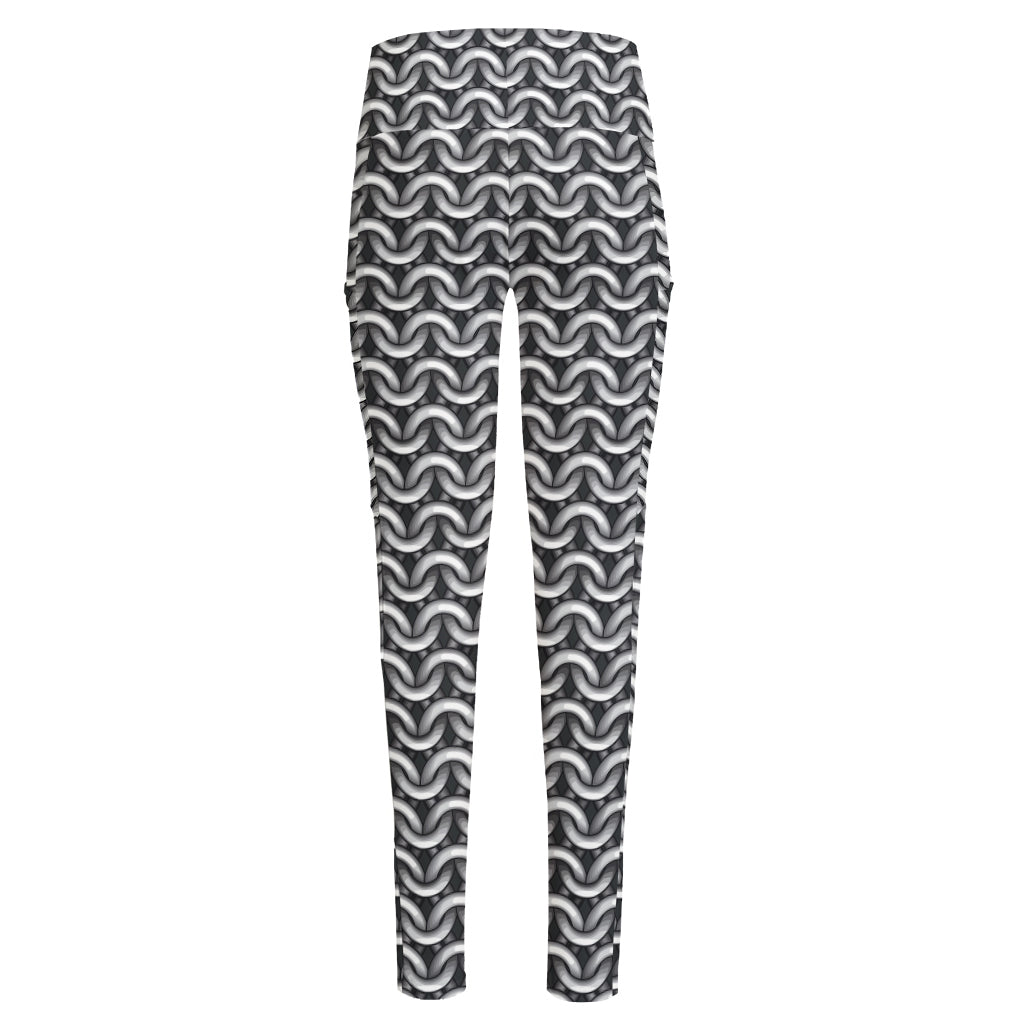 Chainmail Print High-Waisted Pocket Leggings