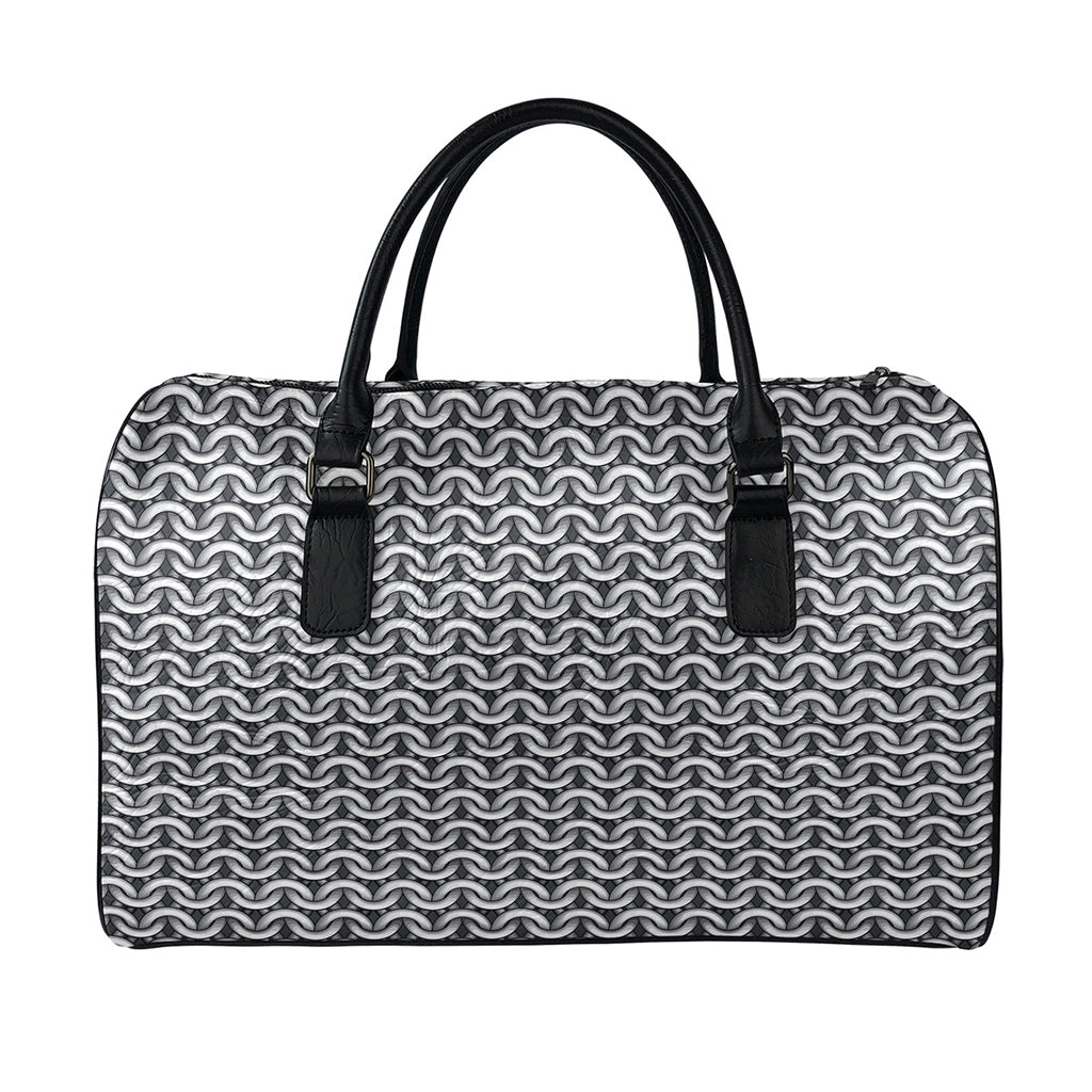 Chainmail Print Leather Duffle Bag