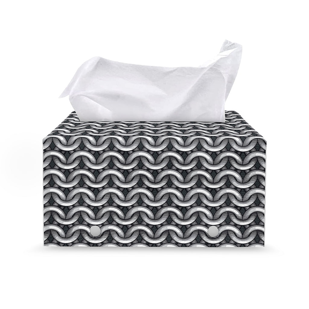Chainmail Print Leather Tissue Box Cover