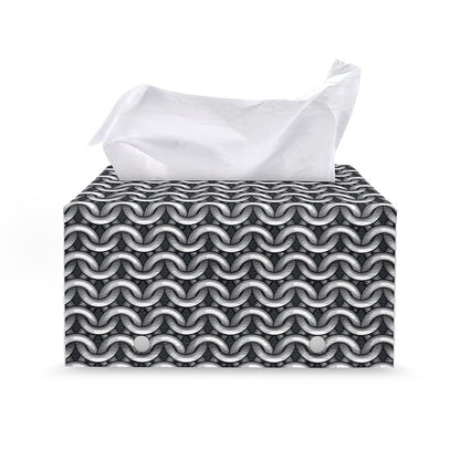 Chainmail Print Leather Tissue Box Cover