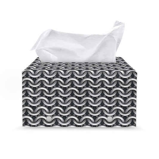 Chainmail Print Leather Tissue Box Cover