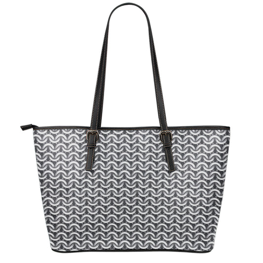 Chainmail Print Leather Tote Bag