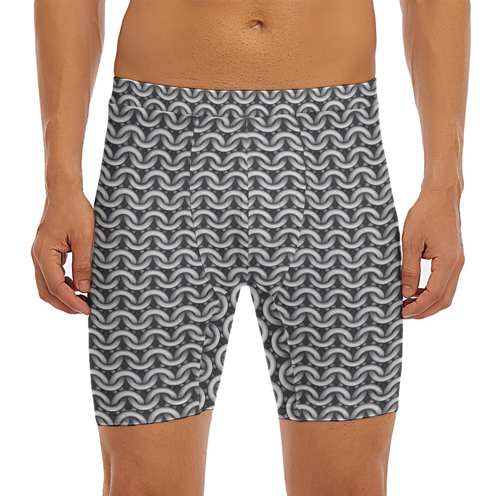 Chainmail Print Men's Long Boxer Briefs