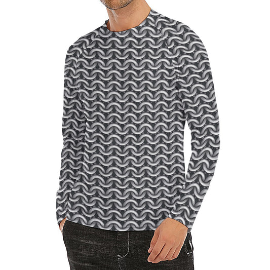 Chainmail Print Men's Long Sleeve Rash Guard