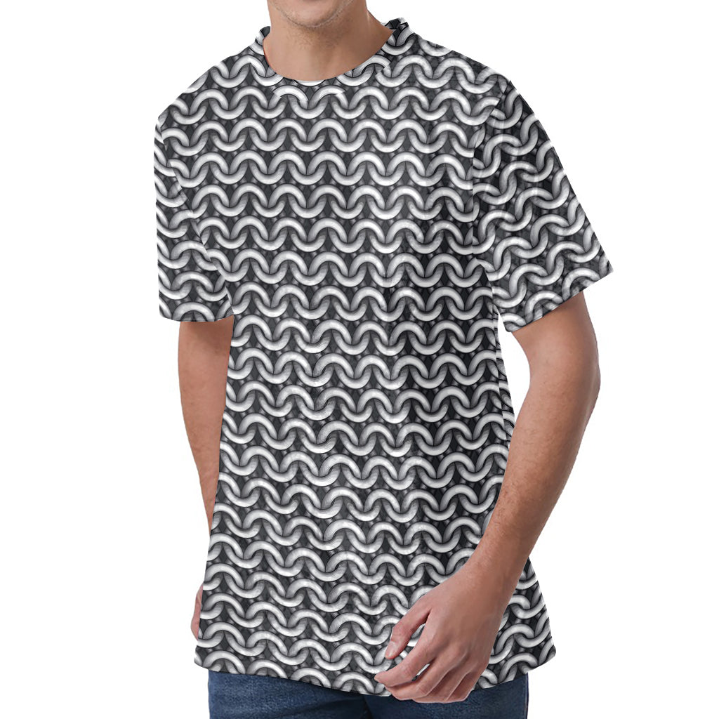 Chainmail Print Men's Velvet T-Shirt