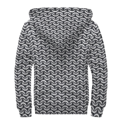 Chainmail Print Sherpa Lined Zip Up Hoodie