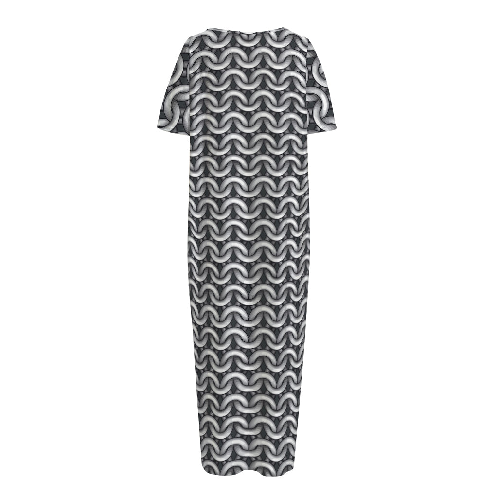 Chainmail Print Short Sleeve Long Nightdress