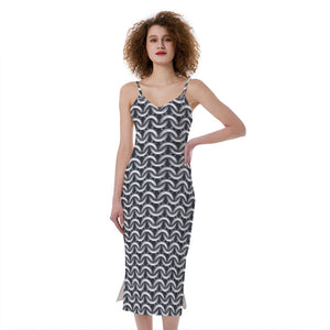 Chainmail Print Slim Fit Midi Cami Dress