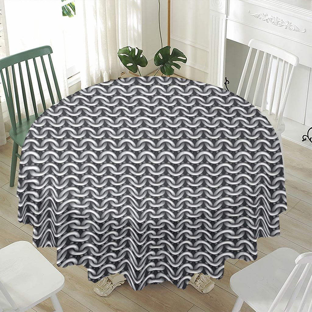 Chainmail Print Waterproof Round Tablecloth