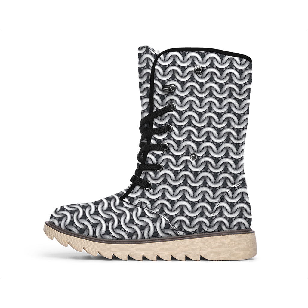 Chainmail Print Winter Boots