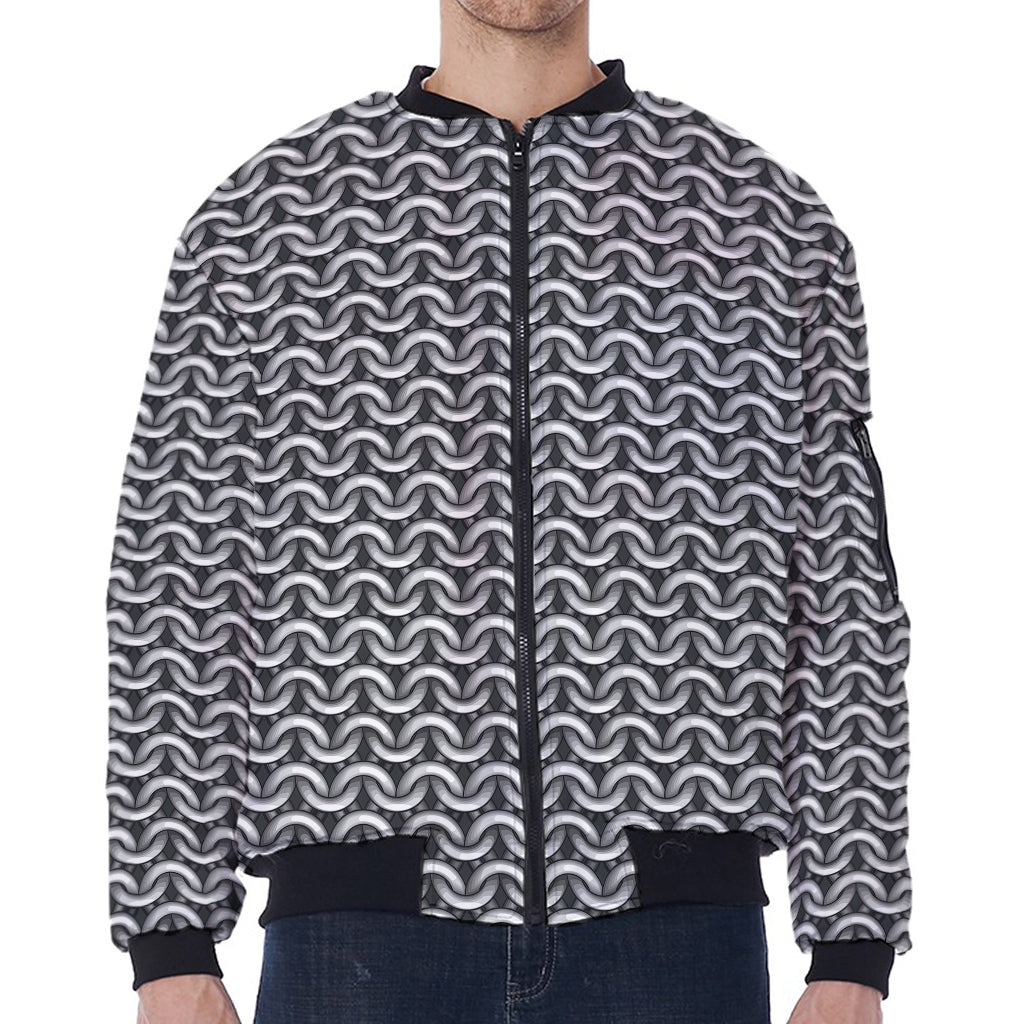 Chainmail Print Zip Sleeve Bomber Jacket