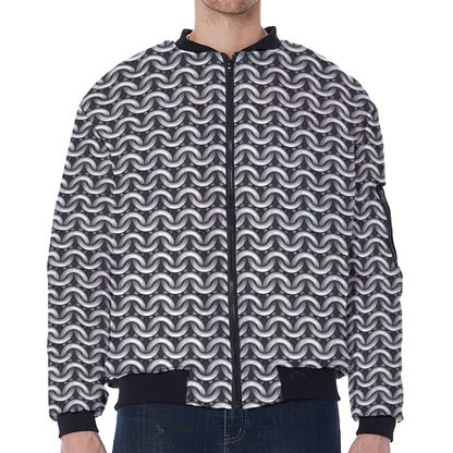 Chainmail Print Zip Sleeve Bomber Jacket