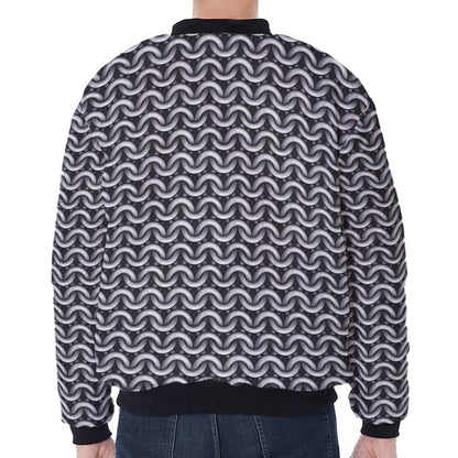 Chainmail Print Zip Sleeve Bomber Jacket