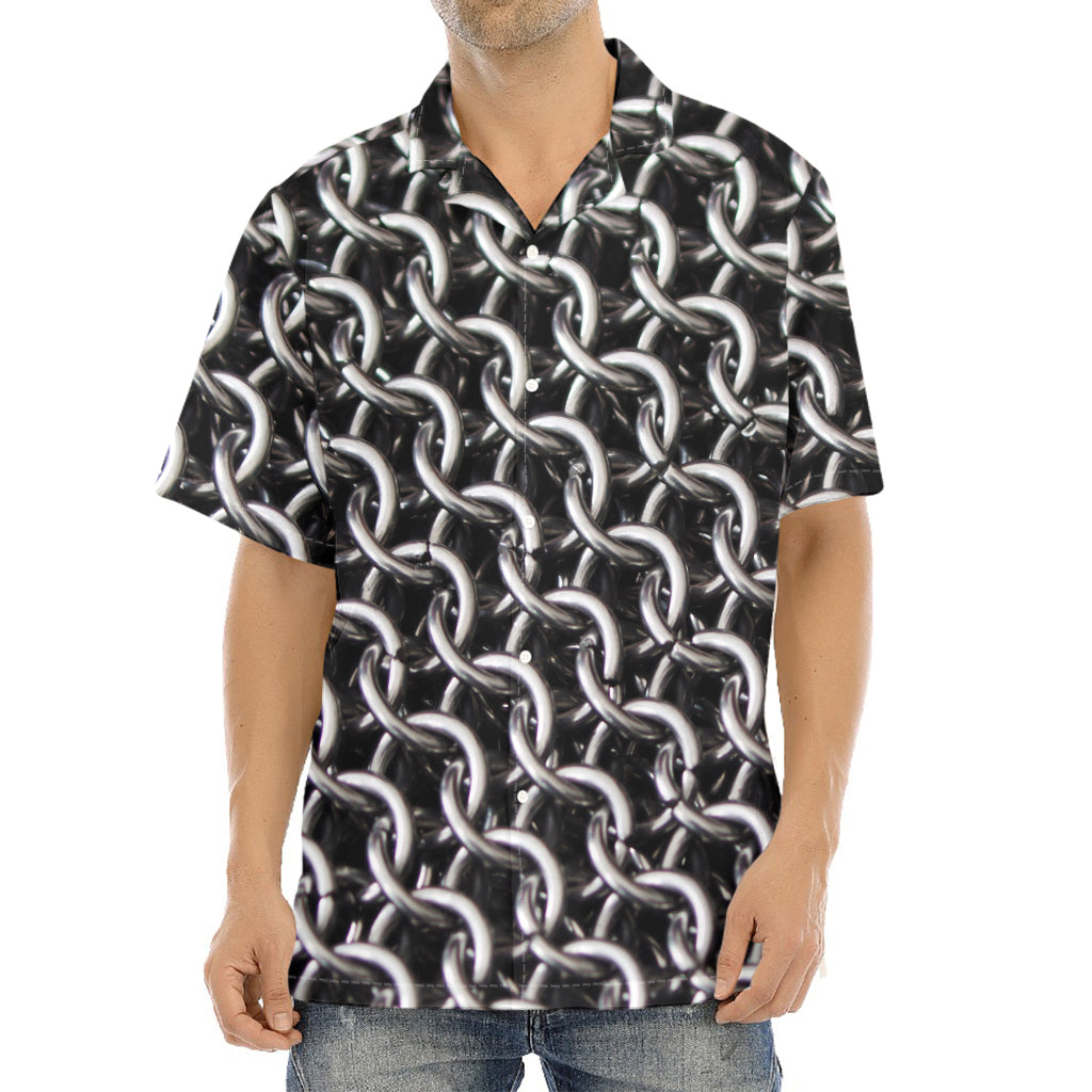 Chainmail Ring Pattern Print Aloha Shirt