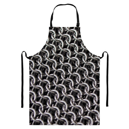 Chainmail Ring Pattern Print Bib Apron With Pocket