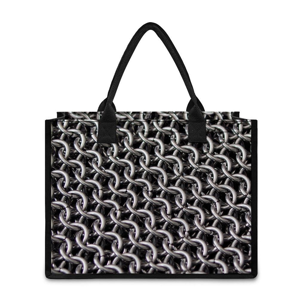 Chainmail Ring Pattern Print Canvas Tote Bag
