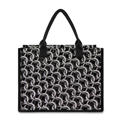 Chainmail Ring Pattern Print Canvas Tote Bag