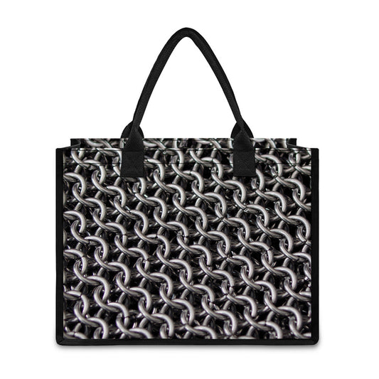 Chainmail Ring Pattern Print Canvas Tote Bag