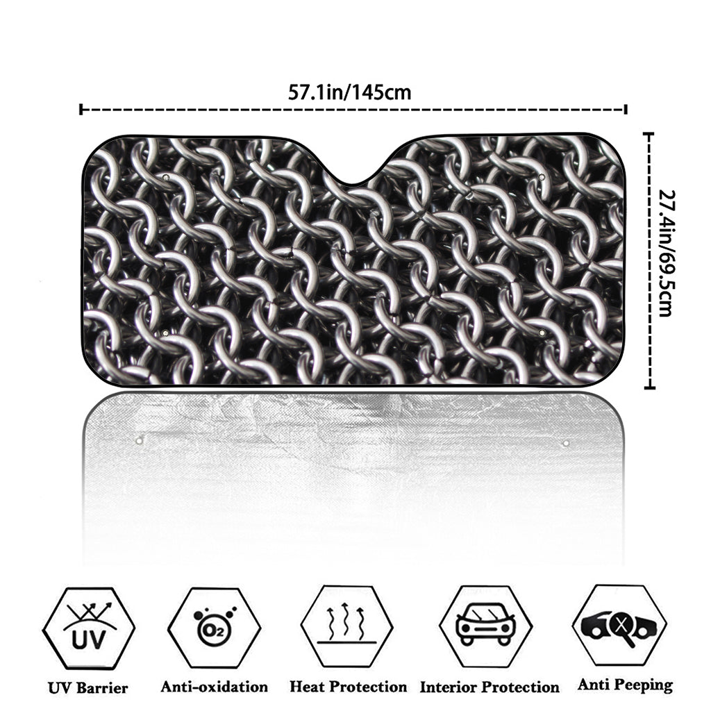 Chainmail Ring Pattern Print Car Windshield Sun Shade