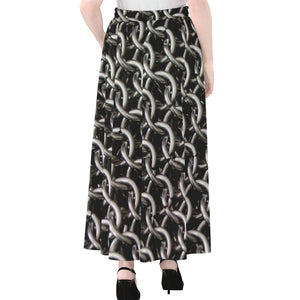 Chainmail Ring Pattern Print Chiffon Maxi Skirt