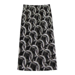 Chainmail Ring Pattern Print Cotton Front Slit Maxi Skirt