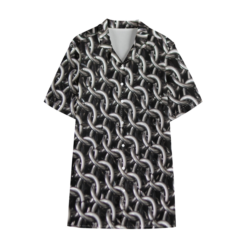 Chainmail Ring Pattern Print Cotton Hawaiian Shirt